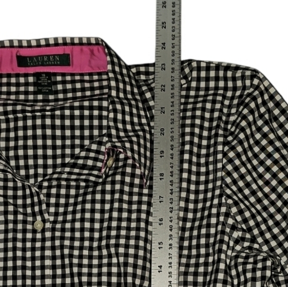 Lauren Ralph Lauren Plus Size 16 Gingham Pink Detail Baby doll Button up Blouse - Picture 7 of 10